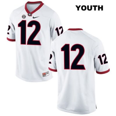 Youth Georgia Bulldogs NCAA #12 Christian Kerut Nike Stitched White Authentic No Name College Football Jersey IES6054ED